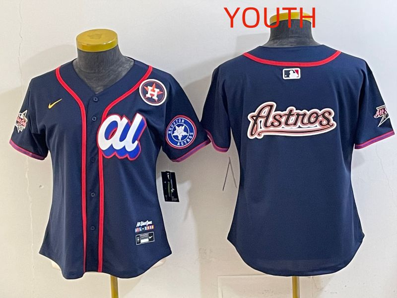 Youth 2025 Houston Astros Blank Drak Blue All star Nike MLB Jersey style 08